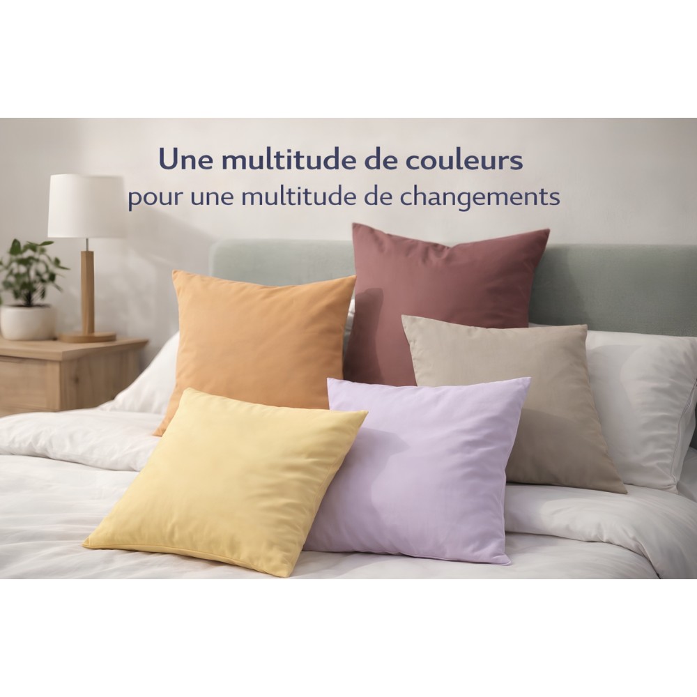 Lot de Taie d'oreiller 100% Coton 57 Fils - Couleurs Aléatoires