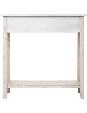 Atmosphera - Console Hina Bois Blanchi - L 80 x P 30 x H 80 cm - 2 Tiroirs Sculptés, 1 Étagère