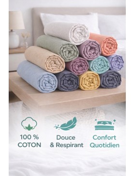 Lot de Draps Housse 100% Coton Jersey - Couleurs Aléatoires