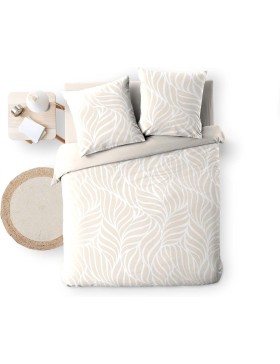 Parure de Lit 3 Pièces 100% Coton – Housse de Couette et 2 Taies d’Oreiller – Fermeture Pressions Discrètes – Oeko-TEX