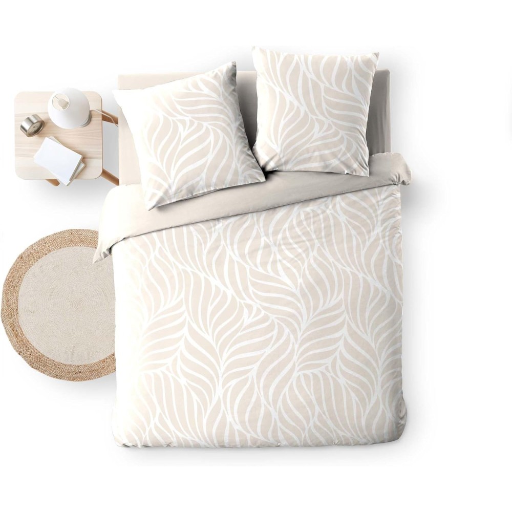 Parure de Lit 3 Pièces 100% Coton – Housse de Couette et 2 Taies d’Oreiller – Fermeture Pressions Discrètes – Oeko-TEX