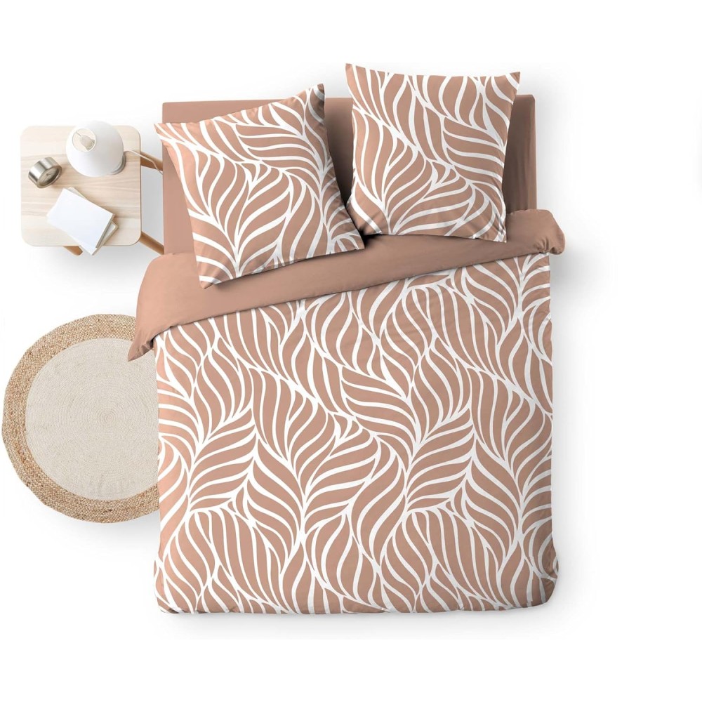 Parure de Lit 3 Pièces 100% Coton – Housse de Couette et 2 Taies d’Oreiller – Fermeture Pressions Discrètes – Oeko-TEX