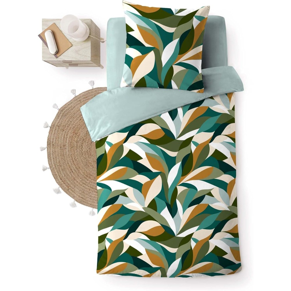 Conjunto de cama 100% algodão – capa de edredom e fronha – fecho discreto com botões de pressão – SWAN – certificado Oeko-TEX