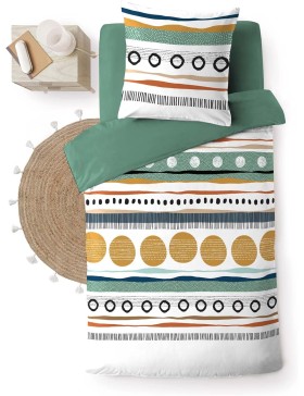 Conjunto de cama 100% algodão – capa de edredom e fronha – fecho discreto com botões de pressão – ASIANA – Certificado Oeko-TEX