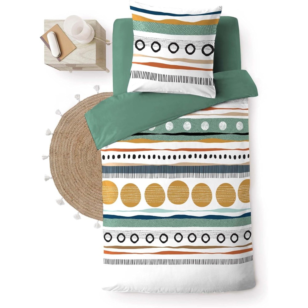 Conjunto de cama 100% algodão – capa de edredom e fronha – fecho discreto com botões de pressão – ASIANA – Certificado Oeko-TEX