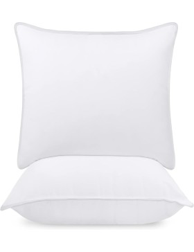 Promo Linge Oreiller Moelleux Premium – Enveloppe Microfibre Douce et Garnissage 100% Fibres Creuses Polyester –  65x65cm