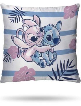 Disney - Housse de Couette Disney Angel & Stitch + Taie d'oreiller 63x63 cm - 100% Coton - Rose