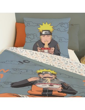 Naruto Shippuden - Capa de Edredom Naruto Ramen 140x200 cm e Fronha 63x63 cm - 100% Algodão - Azul