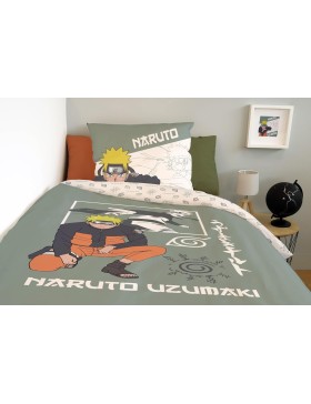 Capa de edredom Naruto Shippuden com estampa de ramen (140x200 cm) e fronha (63x63 cm) - 100% algodão - Azul