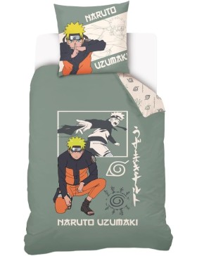 Capa de edredom Naruto Shippuden com estampa de ramen (140x200 cm) e fronha (63x63 cm) - 100% algodão - Azul