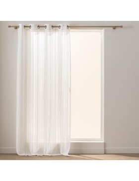Cortina de voile com ilhós, voile tecido – Cortina leve de poliéster semitransparente - ZAHO