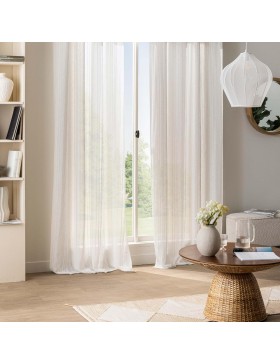 Cortina de voile com ilhós, voile tecido – Cortina leve de poliéster semitransparente - ZAHO