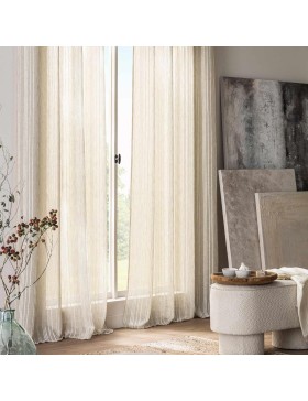 Voilage à Œillets Voile Tissé – Rideau Léger Semi-Transparent en Polyester