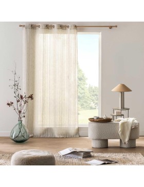 Cortina de voile com ilhós, voile tecido – Cortina leve de poliéster semitransparente - ZAHO