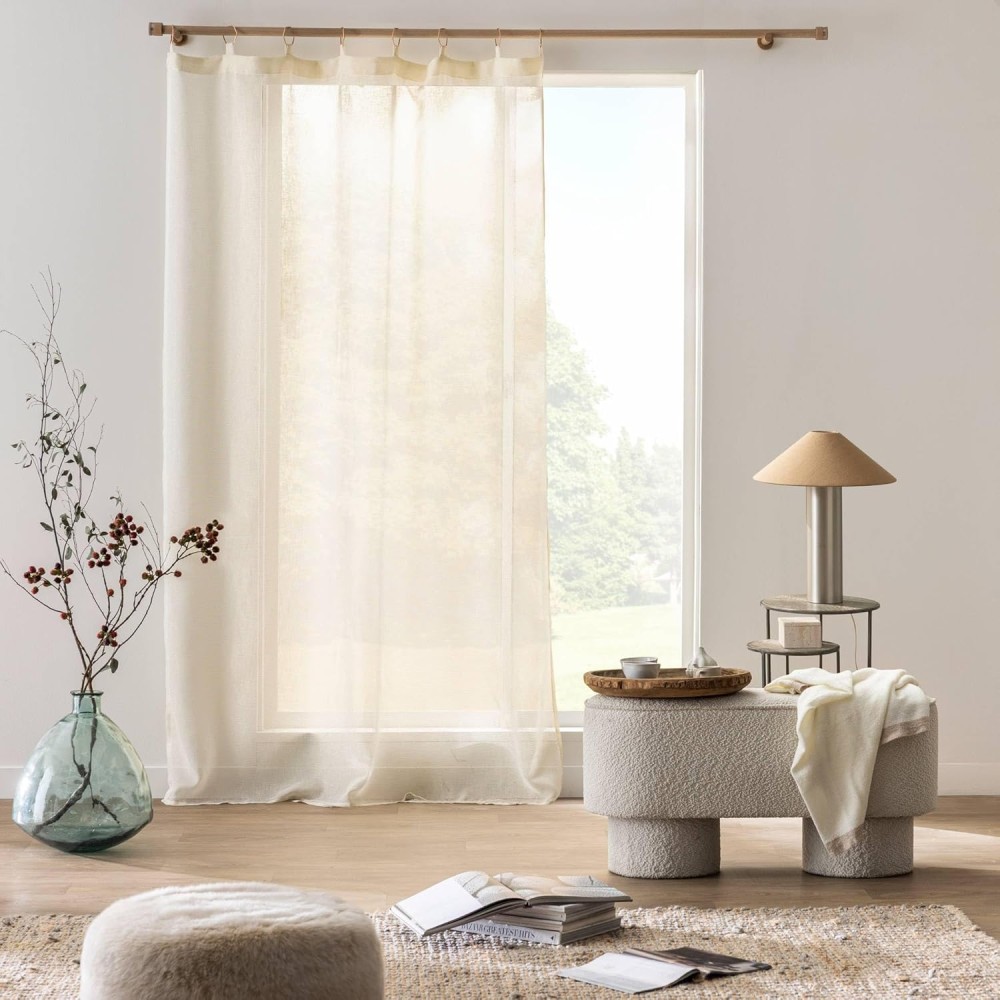 Transparant gordijn met metallic draden en ringen – Polyester – SUNLINE – 140x240 cm – Oeko-TEX