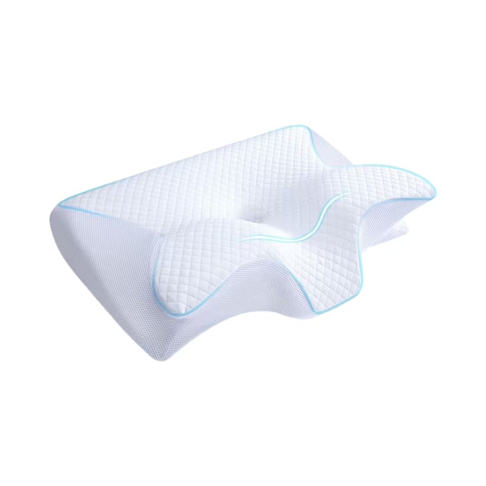 Cuscino ergonomico 2 in 1 in memory foam – Cuscino di supporto per collo, schiena e fianchi – Fodera lavabile.