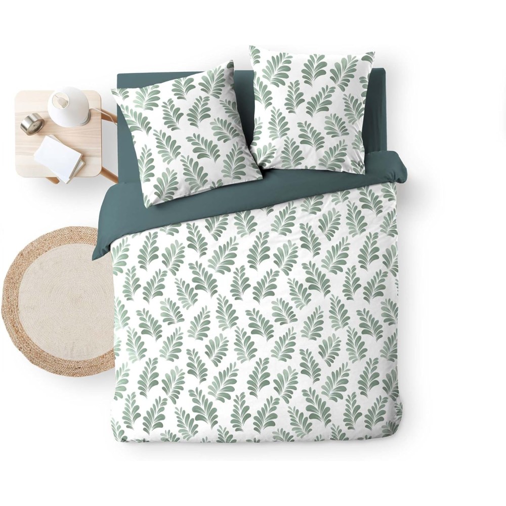 Conjunto de cama 100% algodão – capa de edredom e fronha – fecho discreto com botões de pressão – Aqualis – certificado Oeko-TEX