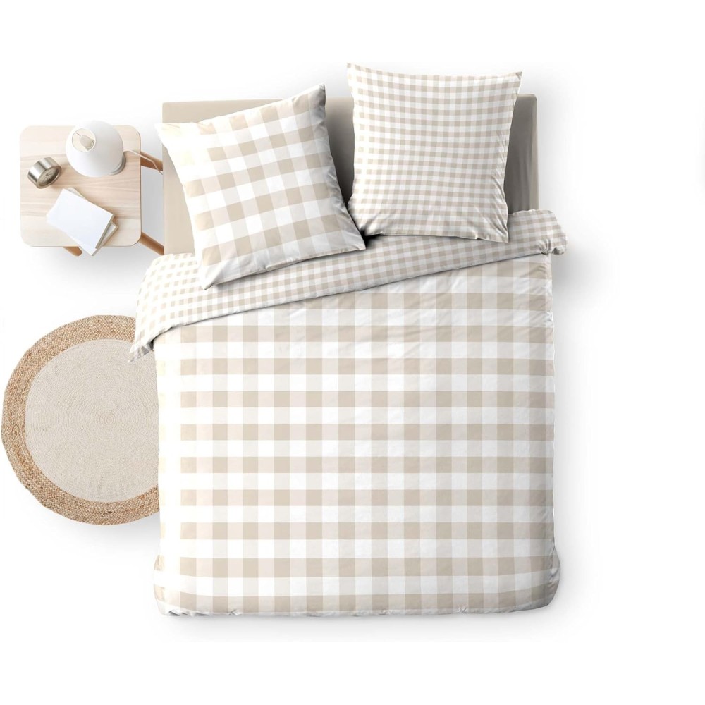 Conjunto de cama 100% algodão – capa de edredom e fronha – fecho discreto com botões de pressão – Victory – certificado Oeko-TEX