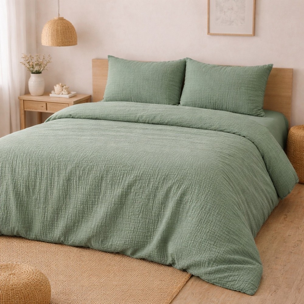 Completo letto in garza di cotone 240x260cm