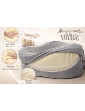 Oreiller de Voyage Mémoire de Forme – Coussin Cervical en U – Idéal Déplacements