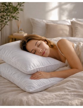 Promo Linge Oreiller Moelleux Premium – Enveloppe Microfibre Douce et Garnissage 100% Fibres Creuses Polyester –  65x65cm