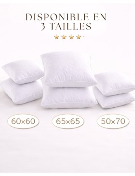 Promo Linge Oreiller Moelleux Premium – Enveloppe Microfibre Douce et Garnissage 100% Fibres Creuses Polyester –  65x65cm