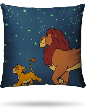 Disney Roi Lion – Housse de Couette Simba & Mufasa 140x200 + Taie – Brille dans le Noir – 100% Coton – Bleu Marine