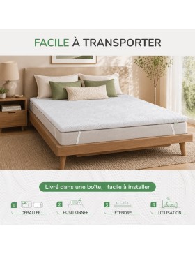 Matrasoplegger van traagschuim – Ademend comfortschuim en ergonomische ondersteuning – Elastische antislipbevestiging