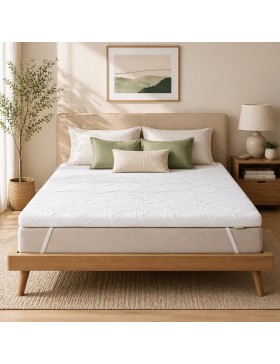 Surmatelas Mémoire de Forme – Mousse Confort Respirante et Soutien Ergonomique – Fixation Antidérapante Élastique