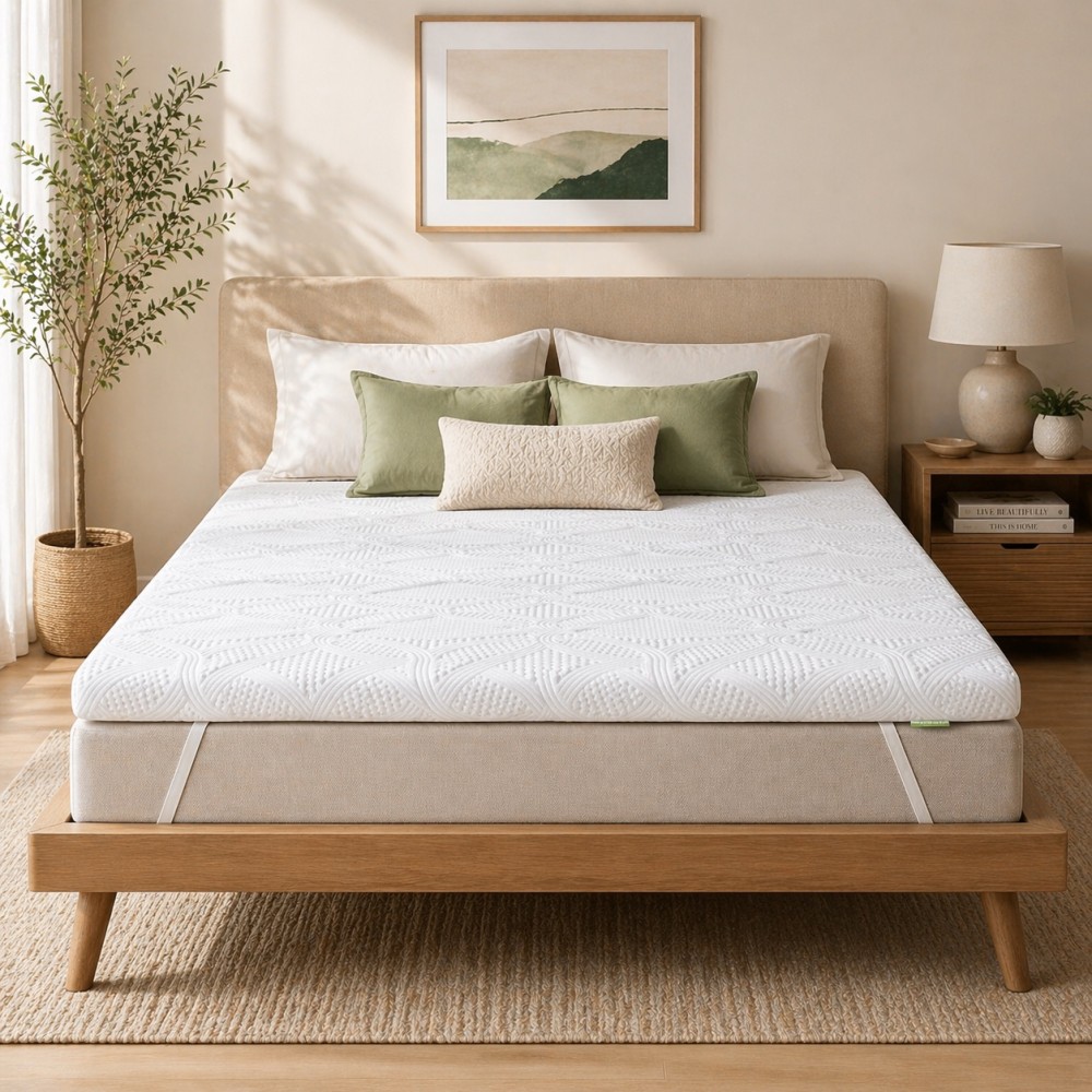 Surmatelas Mémoire de Forme – Mousse Confort Respirante et Soutien Ergonomique – Fixation Antidérapante Élastique