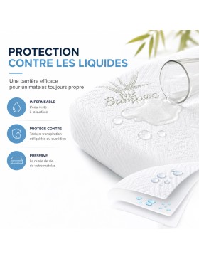 Protège-Matelas Bambou Imperméable et Respirant – Bonnet Extensible jusqu'à 35 cm