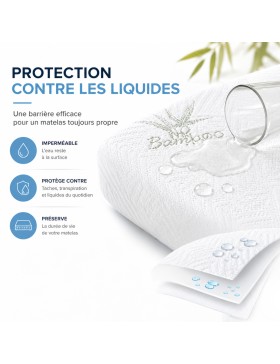 Waterdichte en ademende matrasbeschermer van bamboe – rekbaar hoeslaken tot 35 cm
