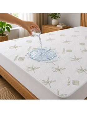 Waterdichte en ademende matrasbeschermer van bamboe – rekbaar hoeslaken tot 35 cm