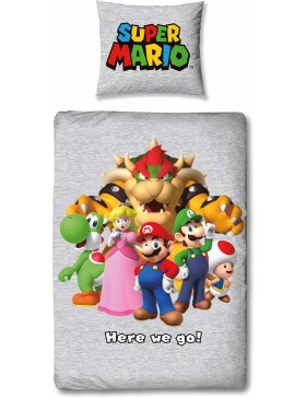 Parure de Lit Super Mario Réversible en Microfibre – Housse de Couette et Taie d’Oreiller Collection Nintendo –