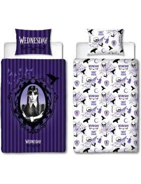 Parure de Lit Wednesday Addams Réversible – Housse de Couette et Taie d’Oreiller Collection Mercredi