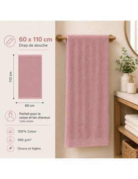 Badhanddoeken van 100% katoen 500 g/m² – Set van zachte, absorberende en duurzame handdoeken