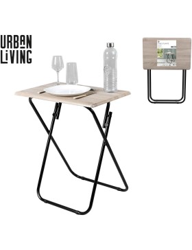 Multifunctionele klaptafel met metalen frame en blad in houtlook – Stevige, compacte en ruimtebesparende inklapbare bijzettafel