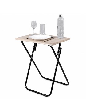 Multifunctionele klaptafel met metalen frame en blad in houtlook – Stevige, compacte en ruimtebesparende inklapbare bijzettafel