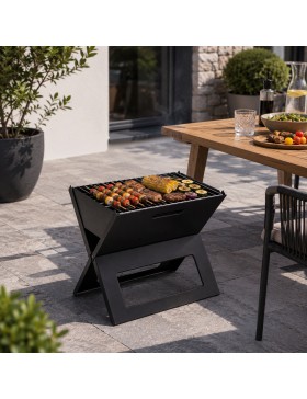 Opvouwbare houtskoolbarbecue van staal – Compacte, draagbare grill met kookrooster