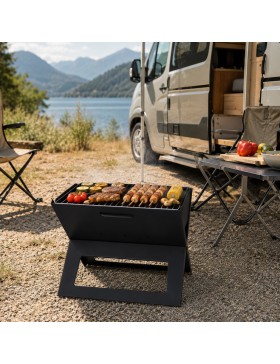 Opvouwbare houtskoolbarbecue van staal – Compacte, draagbare grill met kookrooster