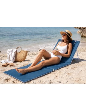 Matelas de Plage Pliable avec Dossier Réglable – Bain de Soleil Portable Rembourré