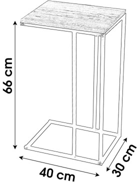 Bijzettafel of salontafel – Metalen frame met blad in houtnerfstructuur