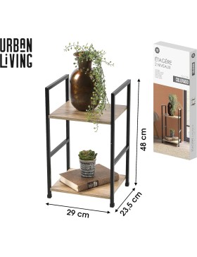 2-laags rek – Frame van metaal en bewerkt hout – Compacte opbergunit