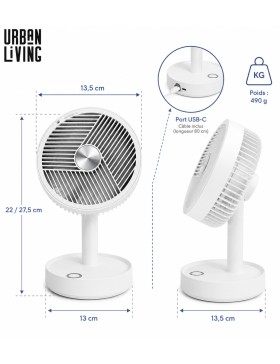 Ventilateur de Table Électrique Oscillant et Réglable – Ventilateur Compact avec Alimentation USB