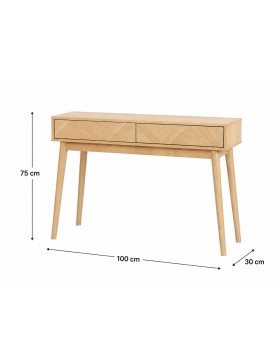 Halconsole met 2 lades met push-pull systeem – Moderne consoletafel van hout en metaal