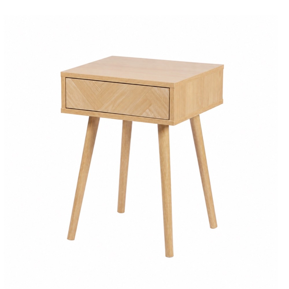 Nachtkastje met schuiflade – Scandinavisch design nachtkastje van hout en metaal