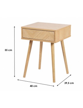 Nachtkastje met schuiflade – Scandinavisch design nachtkastje van hout en metaal