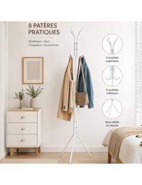 Vrijstaande metalen kapstok met 8 haken – Stevige kapstok met modern design