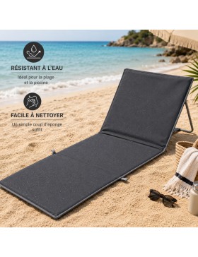 Opvouwbaar strandmatras met verstelbare rugleuning – Draagbaar, gewatteerd ligbed