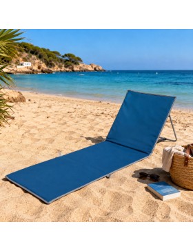 Opvouwbaar strandmatras met verstelbare rugleuning – Draagbaar, gewatteerd ligbed